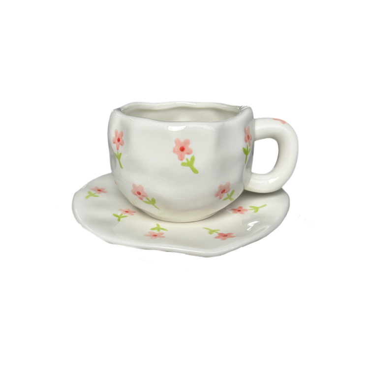 Petite coupelle fleur rose 300ml plat 16cm