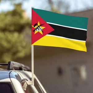 Polyester Mozambique Mozambican Clip Onto Car Window <b>Flag</b> 12X18 with Unbreakable Flex Pole for Country Decoration - Product Image 3