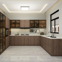 Haut de gamme gratuit Armoire de cuisine pour toute la maison Design personnalisé moderne modulaire de luxe en forme de L en MDF Pack plat pour la maison