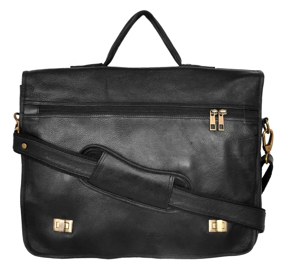 Custom logo business office meeting bag fashion multi-functional laptop shoulder bag black leather briefcase for men Best Price