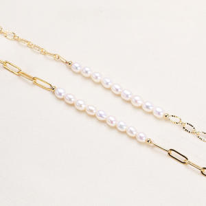 Bracelet élégant et simple en perles d'eau douce de Zhuji, longueur réglable, avec chaîne de tournesol tendance et perles de riz en intercalaire - Product Image 4