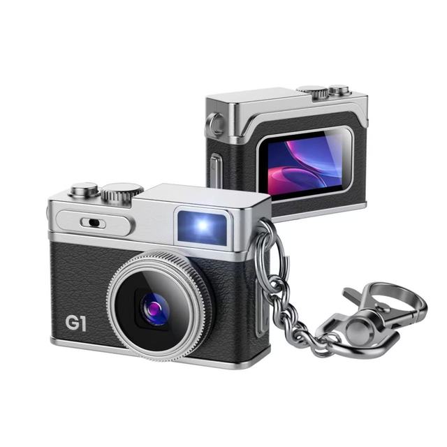 Retro Camera with LED Flash Light Mini Digital Camera With Keychain Necklace Portable Small Camera for Kids Students Travel Gift