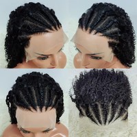 Letsfly Rambut Jerry Curly dengan Kepang Kepadatan 200% Rambut Alami Pre-plucked Wig Lace Frontal 13x4 10-16 Inci Rambut Manusia