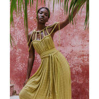 Nouveau lâche sans manches dos nu Crochet découpé hors épaule longue robe femmes robe de plage