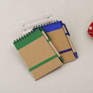 Kraft Paper Spiral Pocket Notebook With Matching <b>Retractable</b> Ballpoint <b>Pen</b> Set, Elastic Band Mini Jotter Custom Logo - Product Image 6