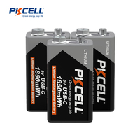 Batterie au lithium rechargeable USB-C PKCELL 9V 3700mAh pour télécommandes, jouets, outils électriques et appareils électroniques grand public, usine chinoise