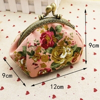 Tas dompet koin bunga mawar kecil kreatif tas kartu kunci pengait wanita dompet antik tas lipstik portabel Retro