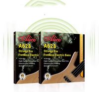 Senar Gitar Bass ALICE A628(4)-M Steel Fretless 4-String Tahan Lama Berlapis