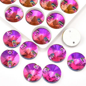 OLeeya Perles Rondes Rouges à Coudre, Bijoux en Strass, 8mm à 18mm, Strass en Verre Rivoli Flatback Light Siam à Coudre en Gros pour Vêtements - Product Image 2