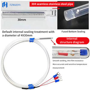 مستشعر حرارة <span class=keywords><strong>PT100</strong></span> 3x30 مم من الفولاذ المقاوم للصدأ، مسبار حراري من النوع K، مزود بـ FEP PTFE PFA، مقاوم للماء، سلك استشعار <span class=keywords><strong>RTD</strong></span> - Product Image 3