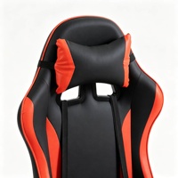 Chaise de jeu ergonomique en cuir PU noir et rouge, dossier haut, appui-tête réglable, rotation à 360 degrés, lumières LED RGB pour les joueurs PC