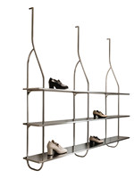 Étagère murale commerciale en acier inoxydable, étagère de rangement suspendue multi-niveaux, étagère de présentation pour chaussures et sacs, porte-vin