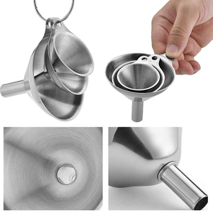 Set 3pcs Corong Stainless Steel untuk Penggunaan Dapur Rumah Alat Logam Tahan Lama Desain Bernapas Kualitas Standar Tinggi - Product Image 4