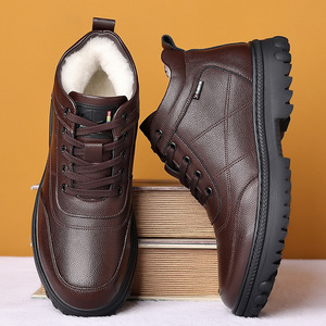 Botas de Nieve para Hombre, de Cuero Genuino, Forradas de Piel, Antideslizantes, con Punta Redonda, Suela de Goma, Entresuela de EVA, Cálidas, de Algodón - Product Image 3