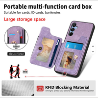 Pour Galaxy A15 5G étui A15 portefeuille en cuir porte-carte bloquant la RFID couvercle à rabat magnétique anneau support dragonne coque de téléphone