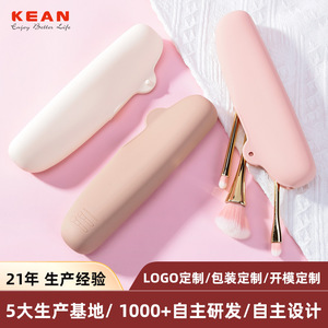 Silicone <b>Makeup</b> <b>Brush</b> <b>Case</b> Portable Travel Cosmetic Bag Solid Color Waterproof Storage Pouch For Everyday Use - Product Image 4