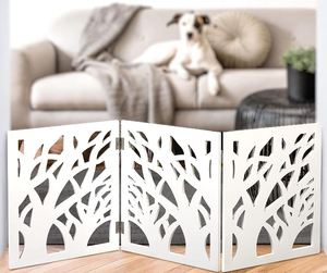 Clôture en bois décorative autoportante <span class=keywords><strong>pour</strong></span> chiens de petite à moyenne taille, <span class=keywords><strong>barrière</strong></span> <span class=keywords><strong>pour</strong></span> escaliers, portes et couloirs - Product Image 1
