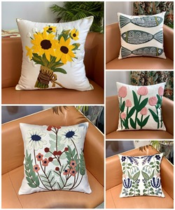 Fundas De Almohada bordadas con flores de estilo marroquí, funda de almohada decorativa de granja de algodón para sofá, funda de cojín para dormitorio, uso doméstico - Product Image 4