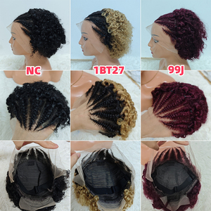 Letsfly Promotion $23 <b>Braid</b> Short Pixie Curly 13x4 Lace Frontal <b>Wigs</b>, 100% Human Hair Natural Black Color Short Cut <b>Wigs</b> - Product Image 4