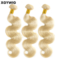 Extensions de cheveux humains vierges en stock de 10 à 40 pouces, couleur 613 #   Extensions de cheveux ondulés blond platine, texture naturelle