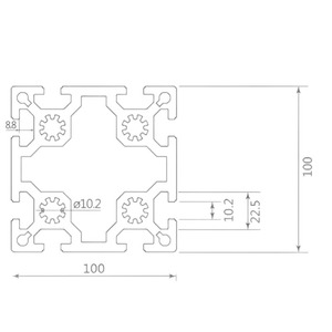 Profilo in Alluminio Industriale 100100 per Carichi Pesanti, Estrusione con Scanalatura a T 6063 T5 Anodizzato per Strutture e Linee di Assemblaggio - Product Image 6