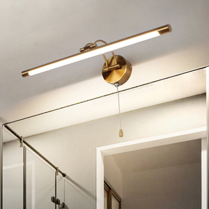 <b>Pull</b> Cord <b>Switch</b> Wall Mounted Brass Finish Bathroom Wall <b>Light</b> Modern Wall Mounted Vanity Lighting Fixture - Product Image 1