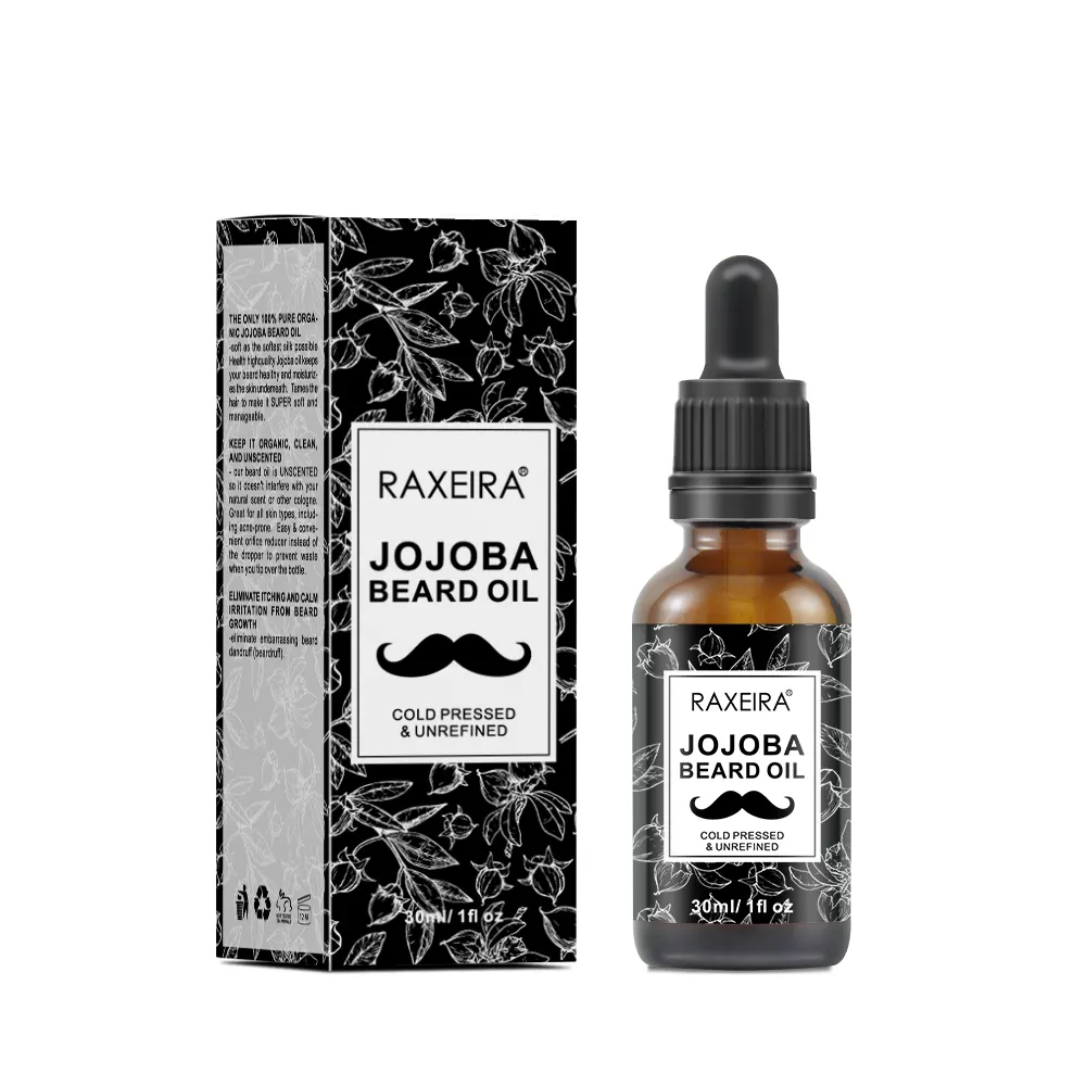 Private Label oli Jojoba baffi crescita olio barba olio per gli uomini cura della barba