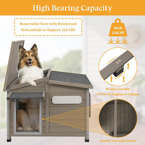 Büyük ahşap köpek kulübesi hava açık çiğnemek geçirmez kapalı demir çerçeve çıkarılabilir zemin ayarlanabilir pencere orta büyük köpekler - Product Image 3