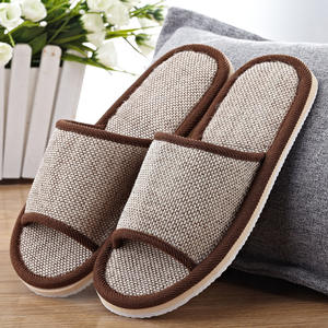 Chaussons d'hôtel légers et respirants, antidérapants, design pour sols en bois, doux, en coton et lin, pour intérieur et extérieur, semelle en EVA bon marché - Product Image 2