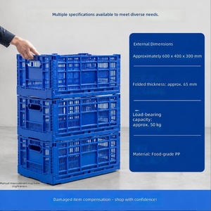 Caisse en plastique pliable empilable pour le stockage des fruits et légumes, durable, ventilée, en maille, pliable - Product Image 2