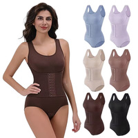Body gainant grande taille boutonné une pièce, effet sculptant renforcé, style string, sans couture, en nylon, toutes saisons