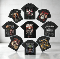 Produsen Pakaian Pria 300g Desain Logo Kustom Streetwear Ukuran Besar 100% Katun Tebal 300 Gsm Kaos Pria T-Shirt Dicuci