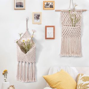 Cálido personalizado nórdico bohemio colgante de pared Art Deco Metal montado en la pared bolsa de almacenamiento tejido a mano decoración de pared tapiz bohemio - Product Image 3