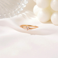 Bague de mariage et d'anniversaire pour femme, réglable, en cuivre plaqué platine, avec double zircone, style coréen