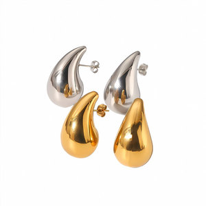 Pendientes Pequeños de Gota en Forma de Lágrima, Hipoalergénicos, Chapados en Oro de 14k y 18k, de Acero Inoxidable 316L, para Mujer - Product Image 5