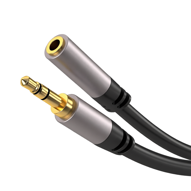 3m Gold Plated 3.5mm Jack Aux Audio Extension Cable for Headphones-Made in China (Black)