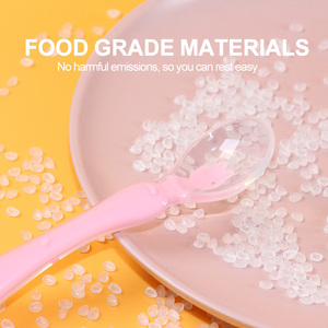 도매 하이 퀄리티 아기 실리콘 안전 유연한 숟가락 먹이 흡입 뜨거운 판매 아기 곡선 숟가락 - Product Image 3