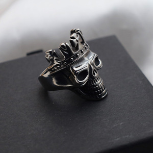 Skull Crown <b>Titanium</b> Steel <b>Ring</b> Men's Fashion Jewelry Gift Geometric Design Index Finger <b>Ring</b> European American Style - Product Image 2