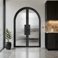 Porte en verre moderne avec cadre en métal noir, porte intérieure en verre pour résidence, bureau, villa