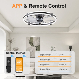 23.6'' LED <b>Ceiling</b> <b>Fan</b> Light <b>Remote</b>& APP <b>Control</b> DC Motor Aluminum Body 7 Blades 6-Speed Infinite Dimming fandelier for bedroom - Product Image 5