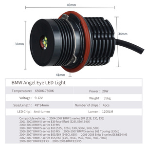 เหมาะสำหรับ BMW LED Angel Eyes 4SMD 40W E39เครื่องหมายรัศมีโคมไฟวงแหวน BMW Angel Eye - Product Image 5
