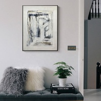Peinture à l'huile sur toile peinte à la main, design paysager moderne noir et blanc, art mural, décoration de salon, JZ Arts Original