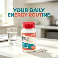 OEM Biotine B Complex 10000 mcg par Portion, 100 Comprimés, Complément Alimentaire pour l'Énergie et la Beauté