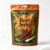 Groothandel op maat bedrukte hoog-barrière laminaat stand-up pouch met hersluitbare zip lock voor verpakkingen van beef jerky en vlees snacks