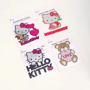 Custom New Design Hello Cat Rhinestone Bling Sticker Diamond Painting Stickers Kits For Kids