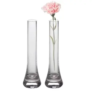 Vaso di vetro con disposizione a fiori singoli giglio rosa trasparente moda moderna tavolo Hotel piccolo vaso