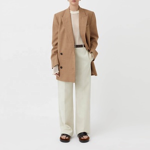 <span class=keywords><strong>Blazer</strong></span> Largo de Lana para <span class=keywords><strong>Mujer</strong></span>, Estilo Oversize, Color <span class=keywords><strong>Camel</strong></span> Marl, <span class=keywords><strong>Blazer</strong></span> Cruzado de Doble Botonadura - Product Image 4