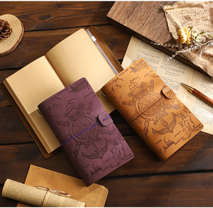 Cuaderno encuadernado en espiral, diario de escritura Vintage recargable para mujeres con páginas Kraft, pegatina de bolsa de Pvc, cuaderno Retro con cubierta de cuero - Product Image 5