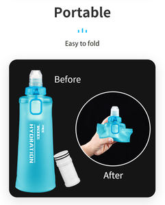 Sac à dos d'hydratation <span class=keywords><strong>de</strong></span> survie en milieu sauvage sans BPA <span class=keywords><strong>bouteille</strong></span> <span class=keywords><strong>de</strong></span> filtre à eau douce en TPU 500ml 1000ml flacon souple pliable avec paille - Product Image 3