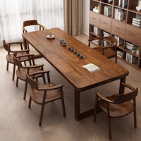Ensemble de chaise de bureau et table basse en bois de noyer massif, style moderne et durable, pour salon